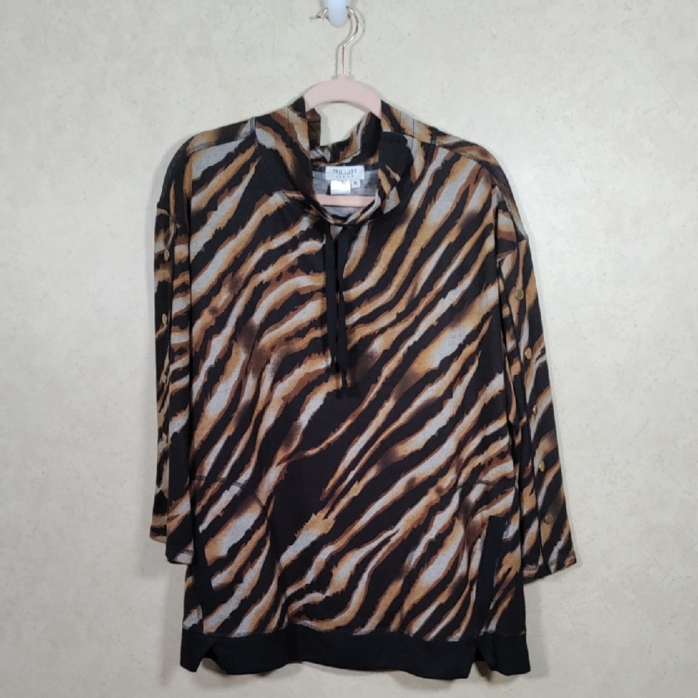 *E152 Tru Luxe animal print sweater knit tunic XL NEW CLEARANCE